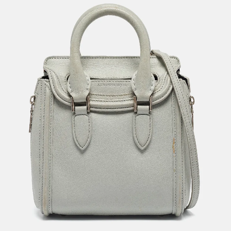 Alexander Mcqueen Light Blue Leather Mini Heroine Shoulder Bag