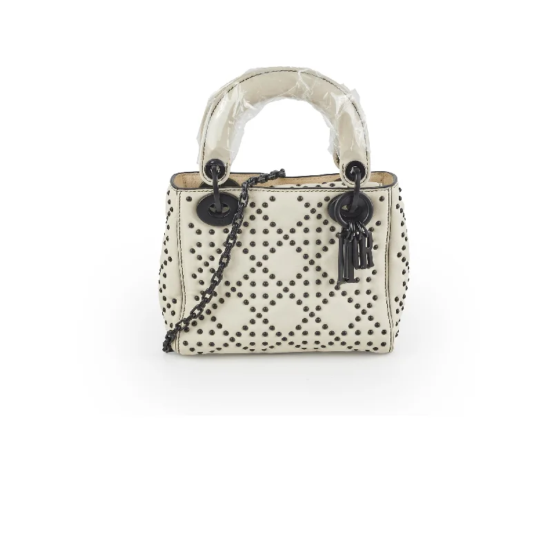 Christian Dior Mini Lady Dior Studded Ivory