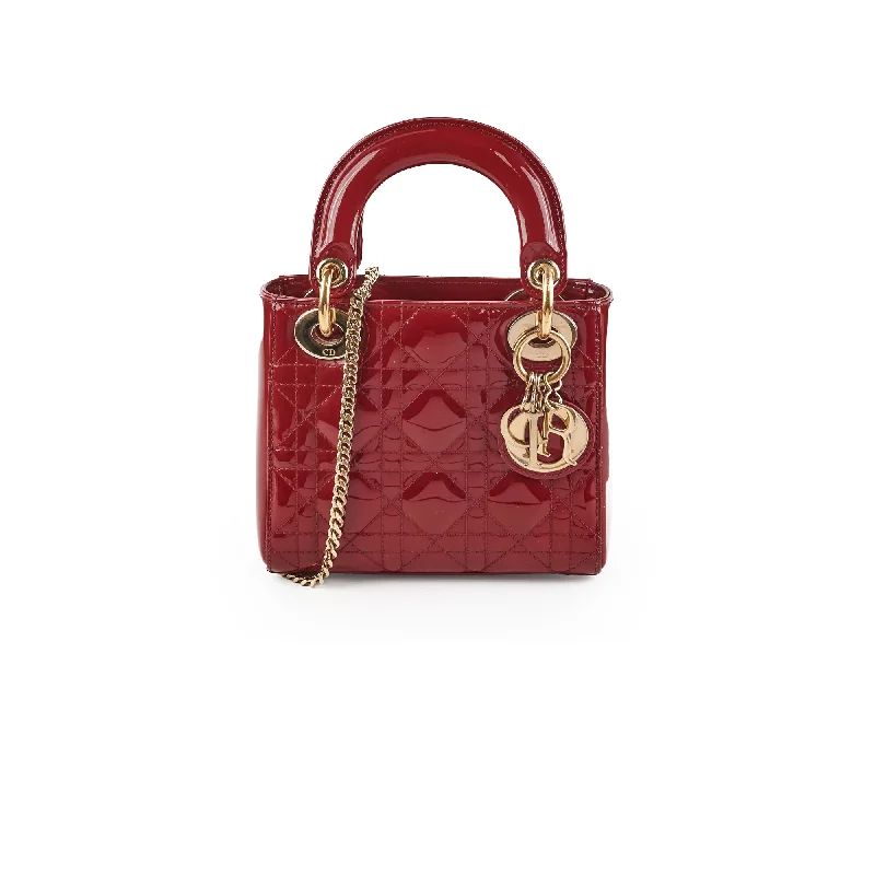 Christian Dior Lady Dior Mini Patent Red