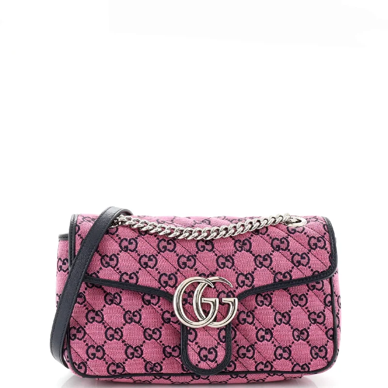 GG Marmont Flap Bag Diagonal Quilted GG Canvas Small