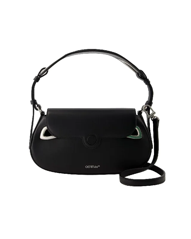 Clam Hobo Bag - Off White - Leather - Black