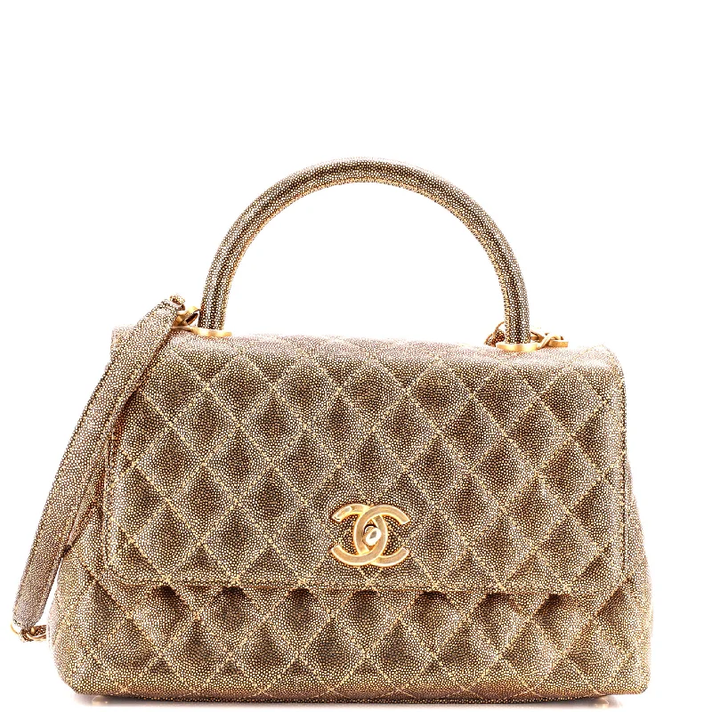 Coco Top Handle Bag Quilted Caviar Medium