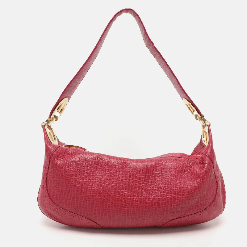 Escada Pink Textured Leather Shoulder Bag