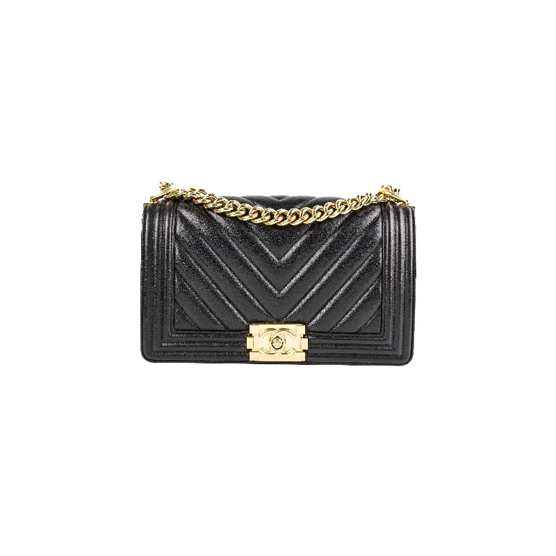 Chanel Old Medium Boy Chevron Black