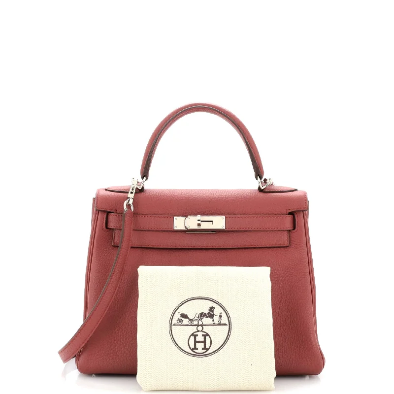 Kelly Handbag Bois De Rose Clemence with Palladium Hardware 28