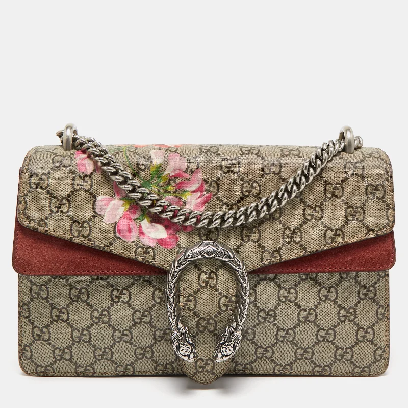 Gucci Pink/beige Gg Supreme Blooms Canvas Small Dionysus Shoulder Bag