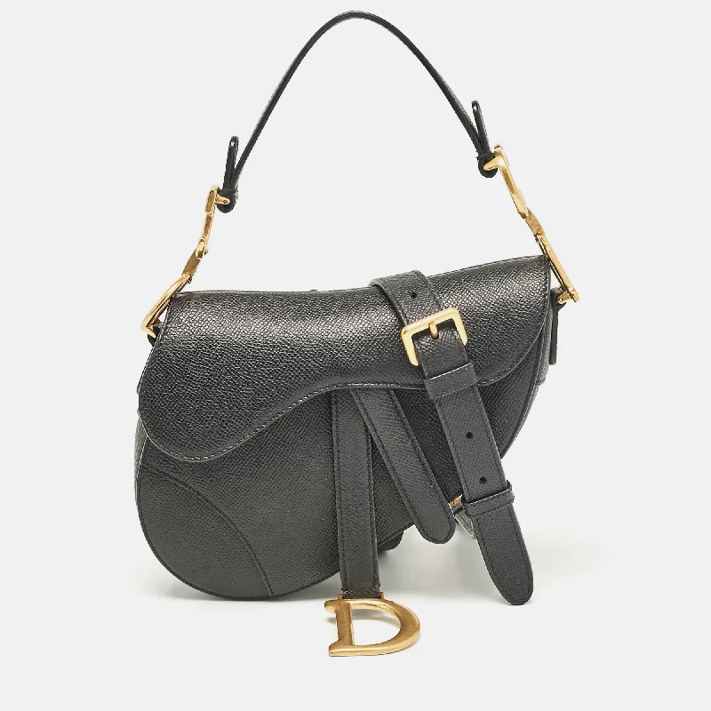 Dior Black Leather Mini Saddle Bag