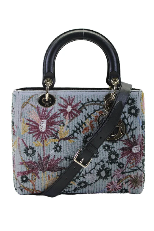 Christian Dior Womens Multicolor Leather Embroidered Jardin Lady Dior Handbag