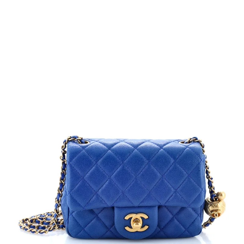 Pearl Crush Square Flap Bag Quilted Lambskin Mini