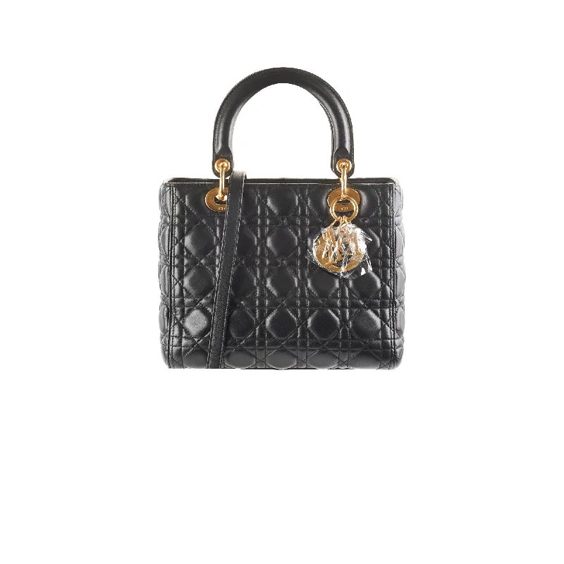 Christian Dior Medium Lady Dior Lambskin Black