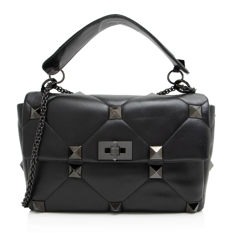 Valentino Calfskin Roman Stud Maxi Shoulder Bag