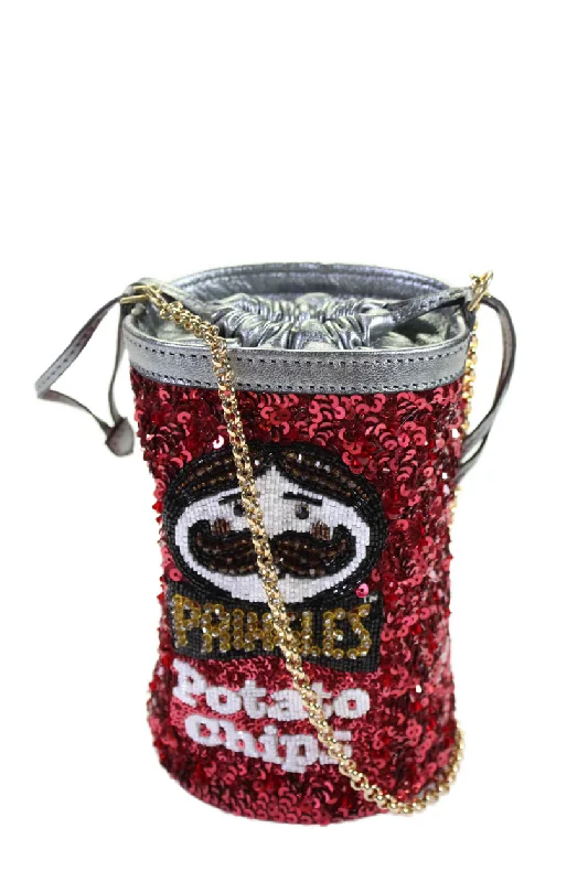 Anya Hindmarch Womens Red Embellished Sequins Pringles Mini Bucket Handbag