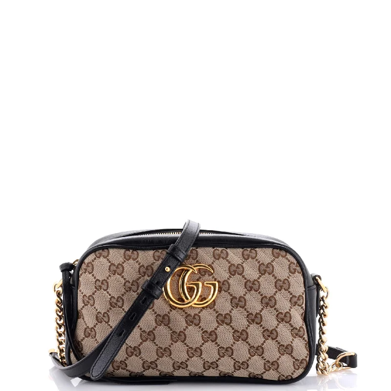 GG Marmont Shoulder Bag Diagonal Quilted GG Canvas Small