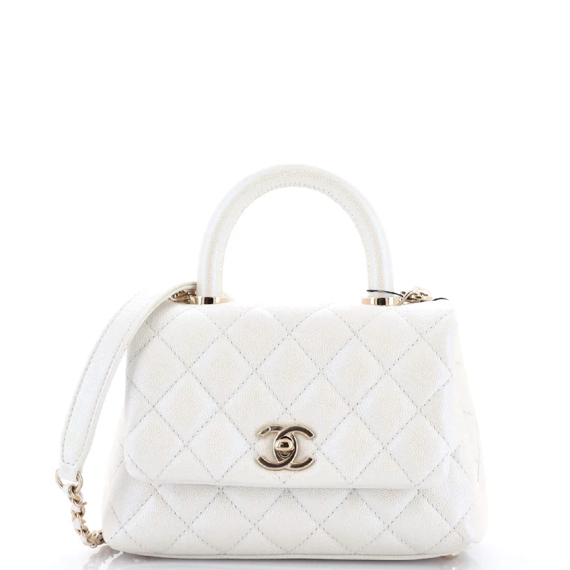 Coco Top Handle Bag Quilted Iridescent Caviar Extra Mini