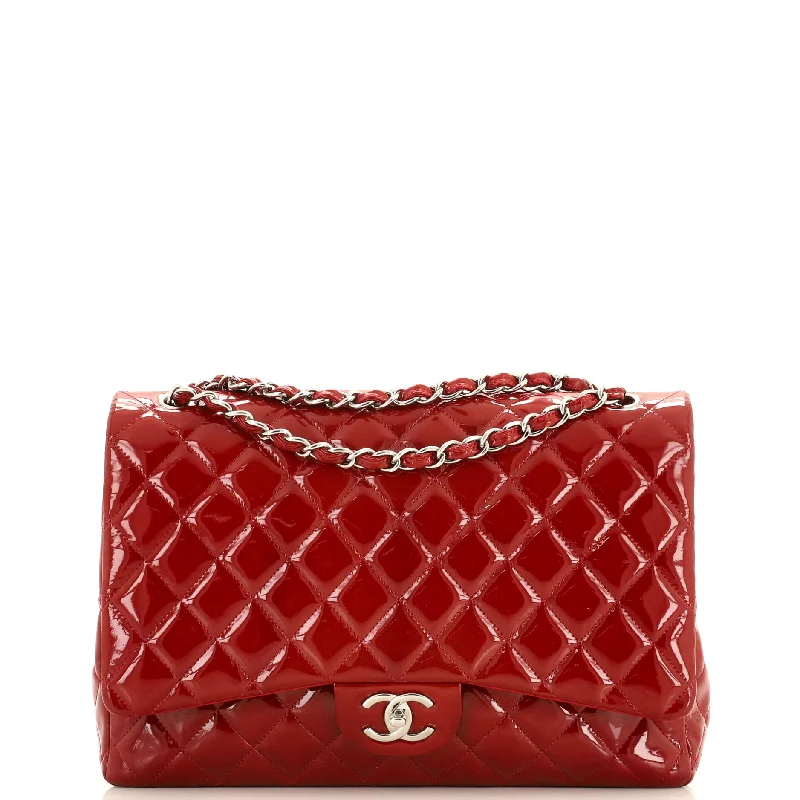 Classic Double Flap Bag Quilted Patent Maxi