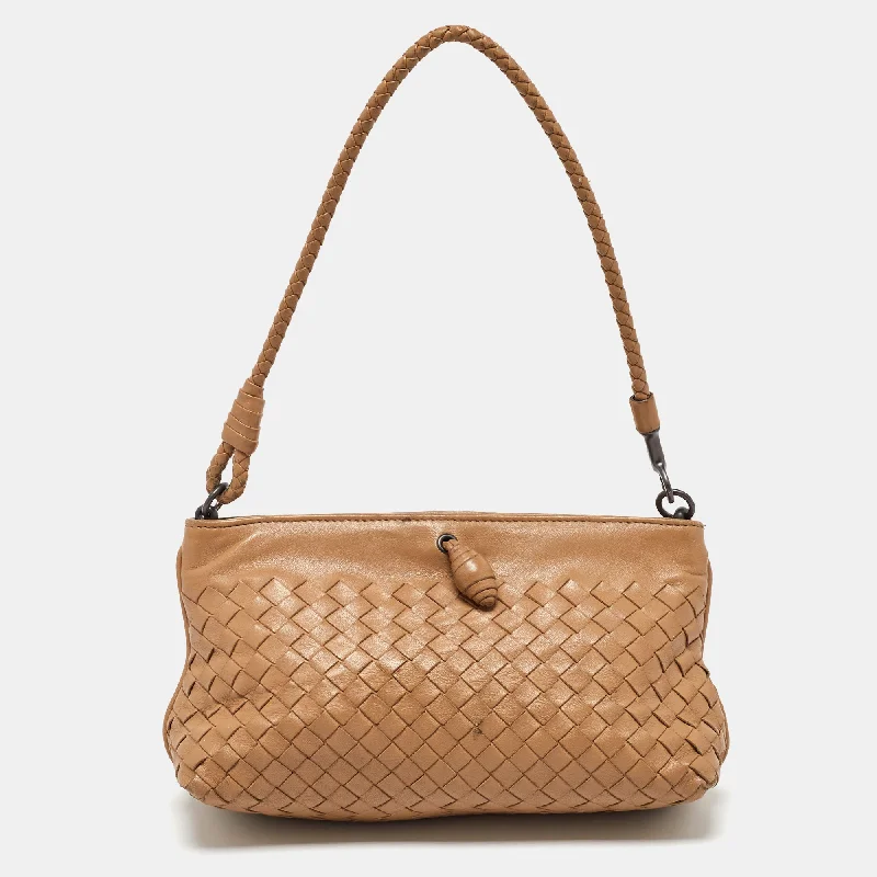 Bottega Veneta Sand Brown Intrecciato Leather Shoulder Bag