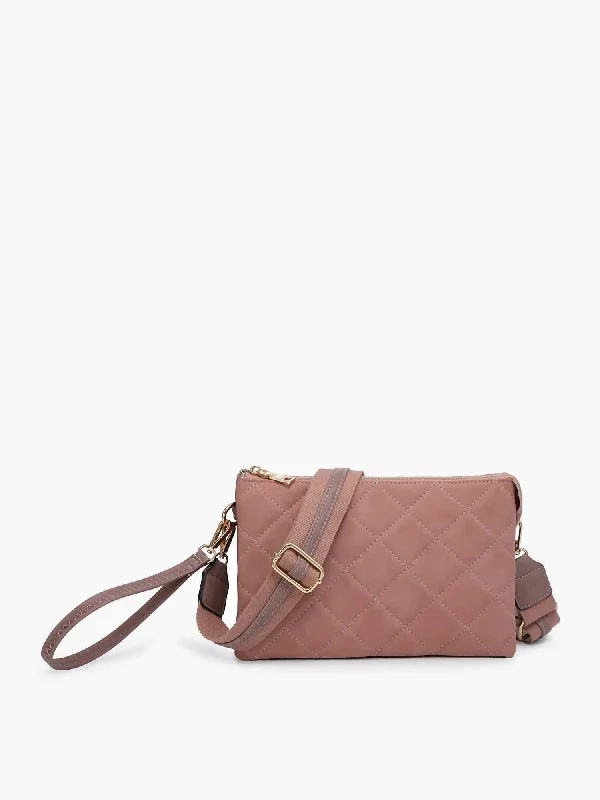 Izzy Vegan Quilted Crossbody Bag In Mauve