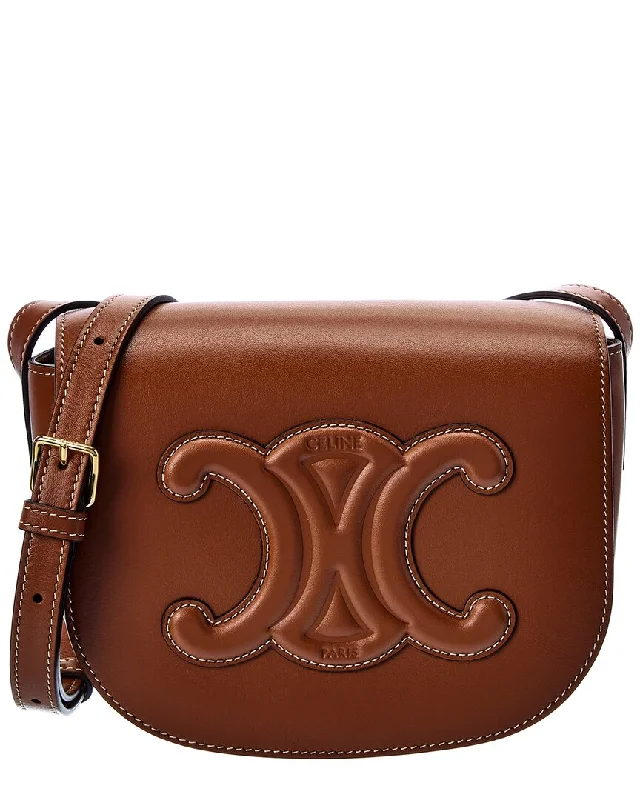 CELINE Folco Cuir Triomphe Leather Shoulder Bag