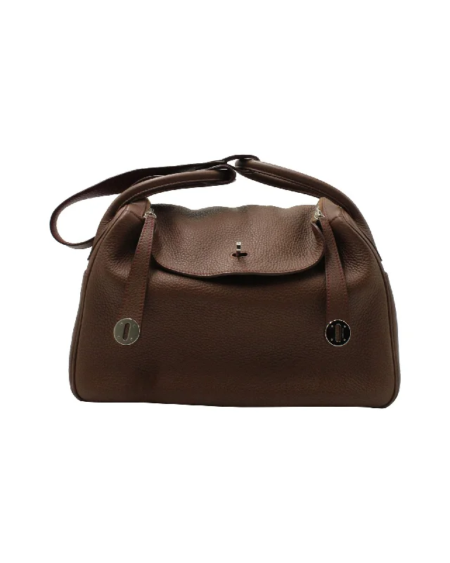 Hermes Lindy 30 Bag in Etoupe Brown Clemence Leather