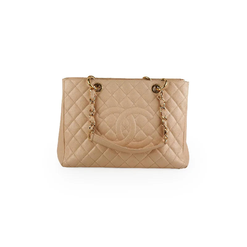 Chanel Caviar Grand Shopping Tote Beige