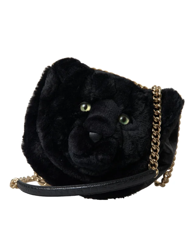 Dolce & Gabbana Exquisite Croc-Embossed Panther Shoulder Women's Bag