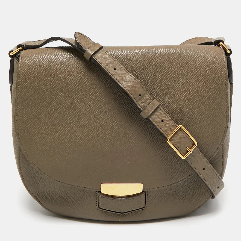 Celine Taupe Grey Leather Medium Trotteur Shoulder Bag