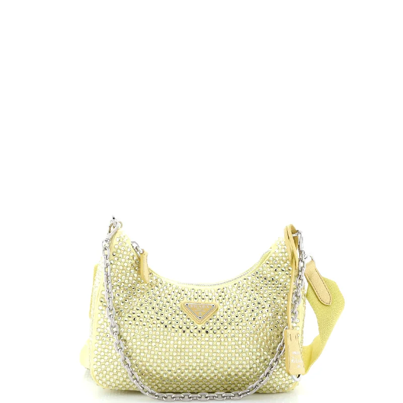 Re-Edition 2005 Shoulder Bag Crystal Embellished Satin Small