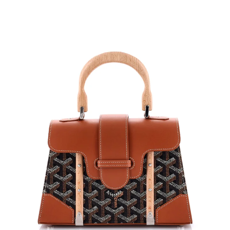 Structured Saigon Top Handle Bag Coated Canvas with Leather Mini