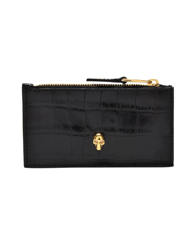 Small Zip Pouch W/Cc Wallet - Alexander Mcqueen - Black - Leather