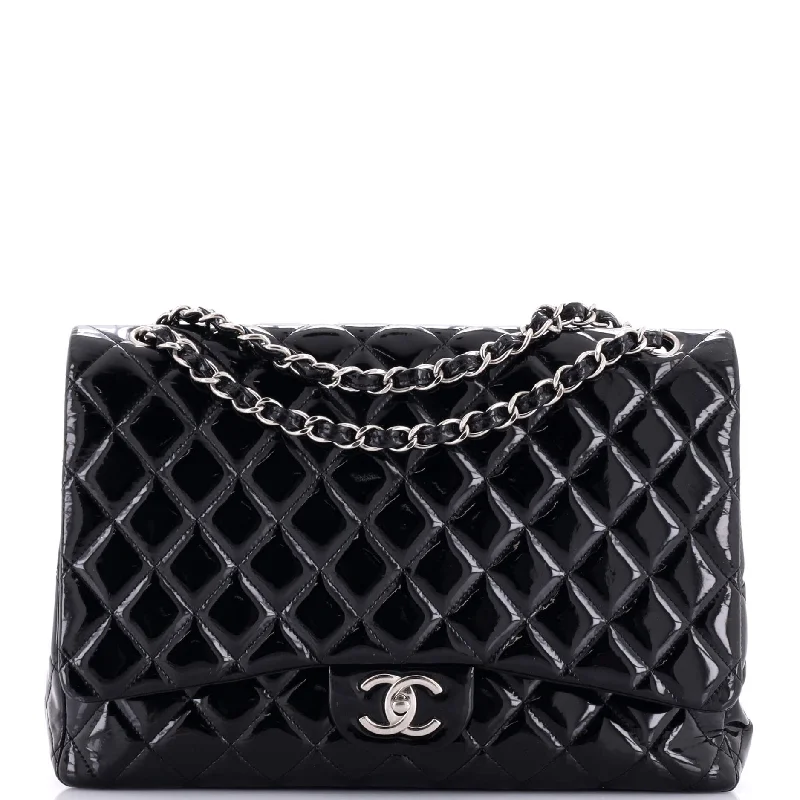 Classic Double Flap Bag Quilted Patent Maxi