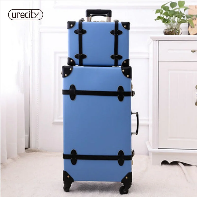 2018 Luggage Retro Solid Rolling Spinner Pu Material Suitcase 4 Wheels Silent Suitcase Case High