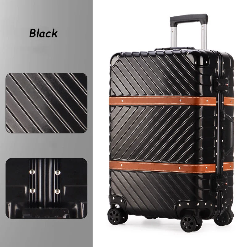 Hotsale!24Inch Europe Vintage Fashion Aluminum Frame Trolley Luggage For Men And Women,Abs+Pc Retro