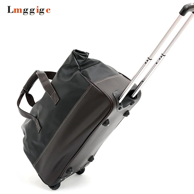 High Quality Pu Leather Rolling Luggage,Wheel Travel Suitcase Bag ,Portable Tow Bag,Cabin