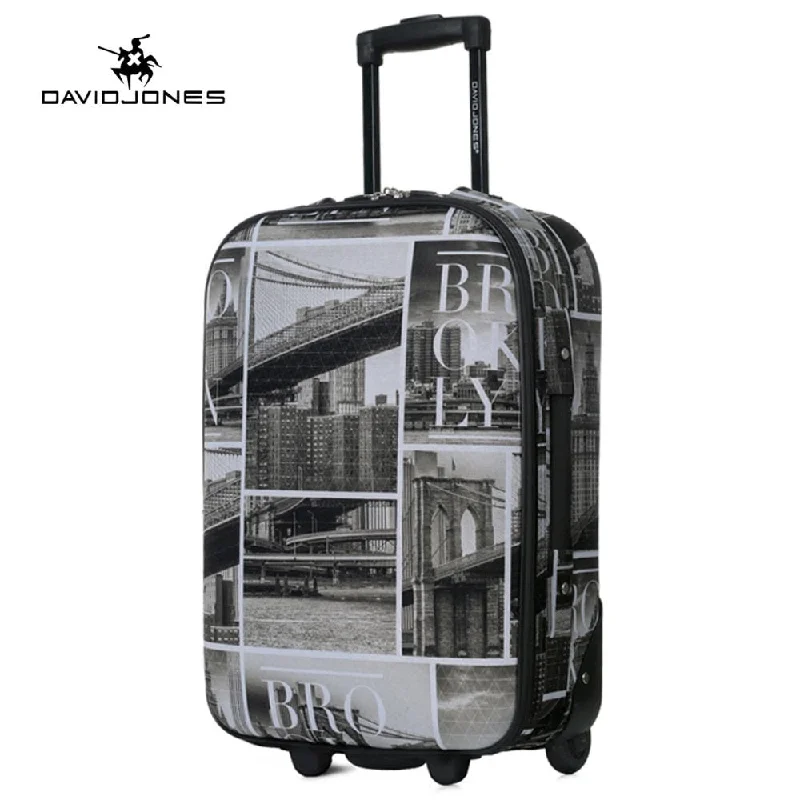 Davidjones Wheel Travel Suitcase Trolley Bag Fixed Women Large Luggage Bag Girl Vintage Rolling