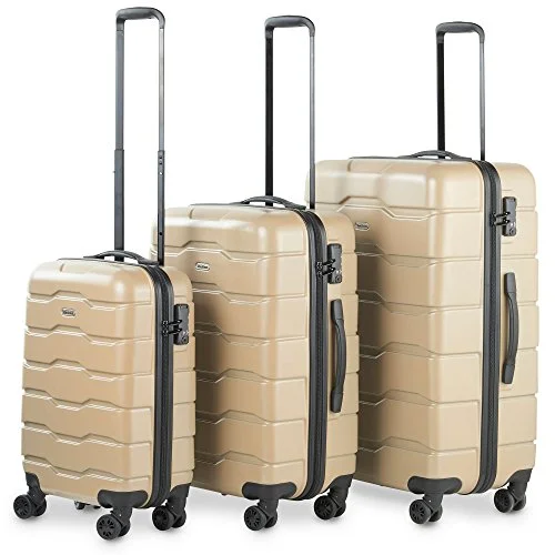 Vonhaus Premium Champagne 3 Piece Lightweight Luggage Set – Hardshell Travel Suitcase With Tsa