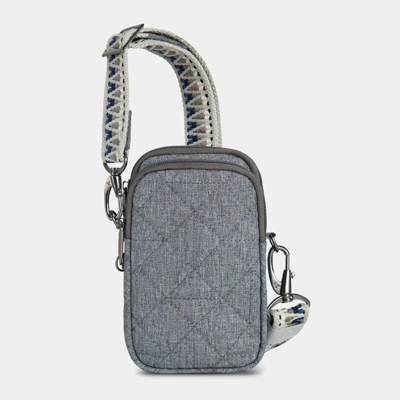 Travelon Anti-Theft Boho 2 Compartment Phone Crossbody - Geo Gray Heather