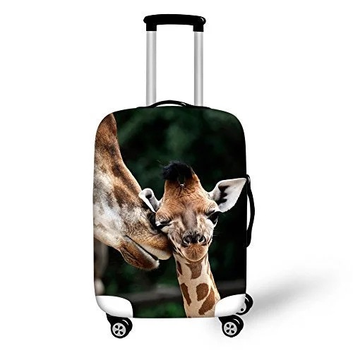 Hugs Idea 26/28/30 Inch Giraffe Print Suitcase Protector Elastic Travel Luggage Cover