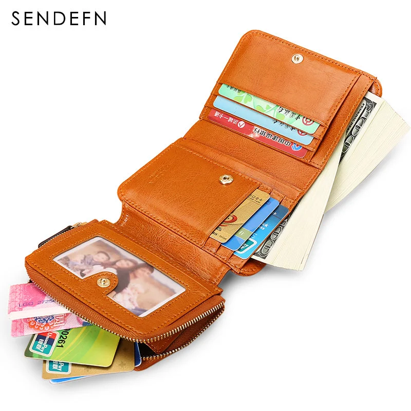 2018 New Brand Wallet Female Small Leather Wallet Women Red Brown Color Zipper Money Wallet Coin