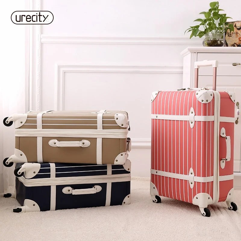 Fashion Luggage Inches Girl Trolley Case Pp Students Lovely Travel Striped Luggage Rolling Suitcase