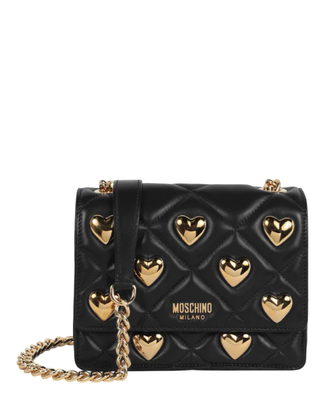 Heart Studs Quilted Crossbody Bag