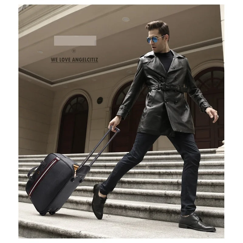 Letrend New Fashion Men Businesshigh-Capacity Travel Bag Hand Women Leather Bag Luggage Trolley Bag