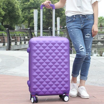 purple luggage