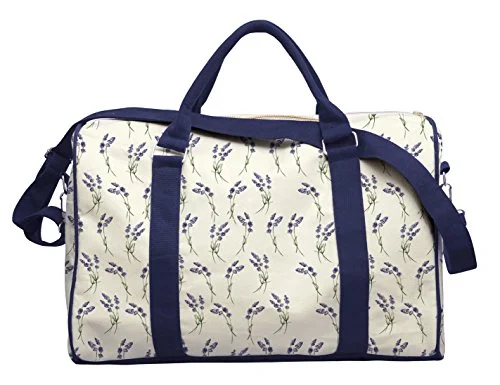 Lavender Decorative Pattern Printed Canvas Duffle Luggage Travel Bag Was_42