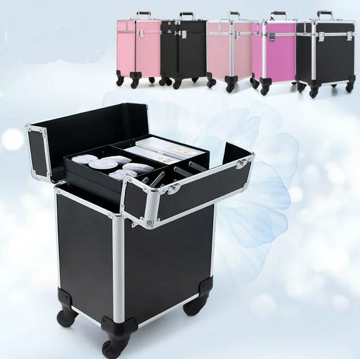 New Arrival Fashion Professional Rolling Luggage Case Multifunctional Trolley Cosmetic Case With