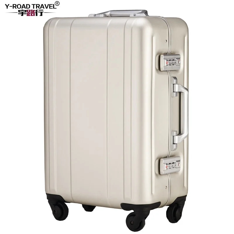 Y-Road Travel Trolley Luggage Suitcase 100% Aluminum Shell Case With Tsa Lock Hardside Rolling