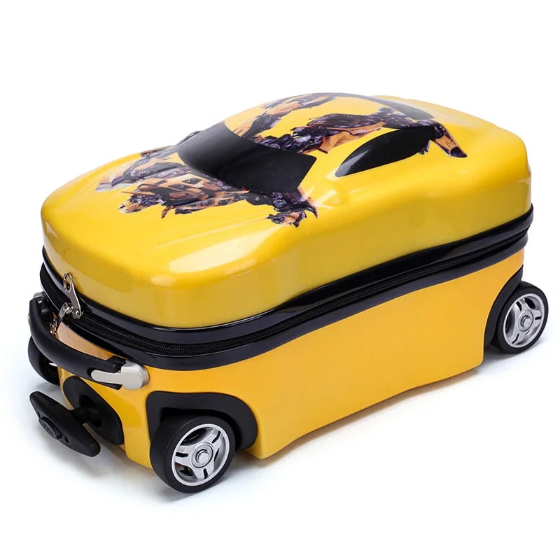 New Children'S Cartoon Car Travel Suitcase Directional Wheel Trolley Luggage Bags Hard Shell