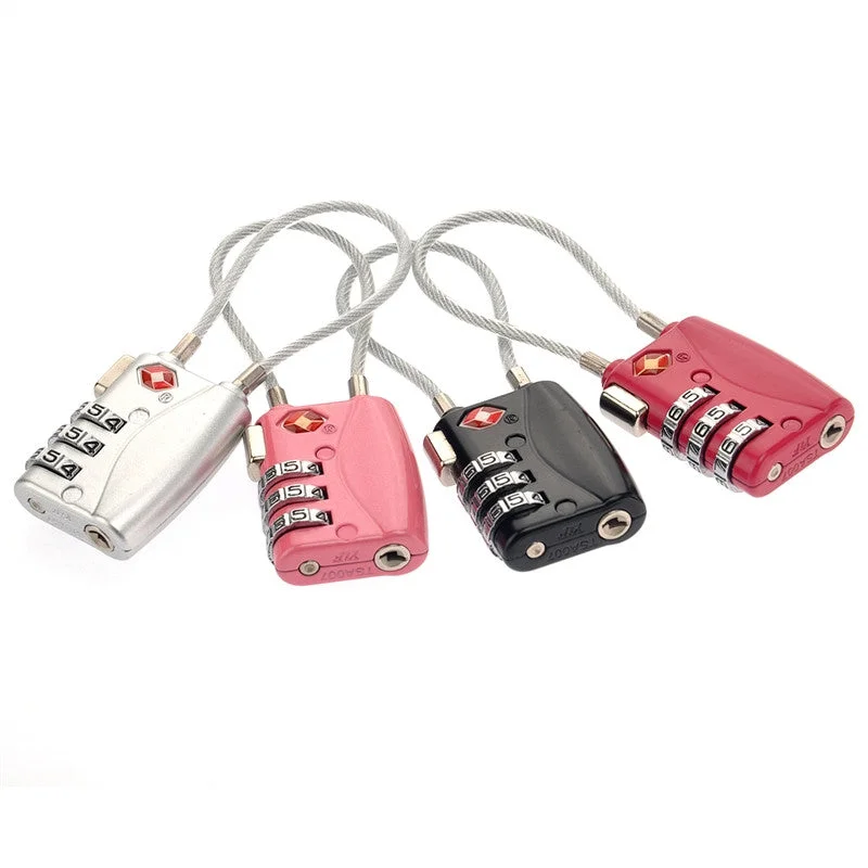 4 Colors TSA Approved Security Cable Luggage Locks 3-Digit Combination Password Locks Padlocks