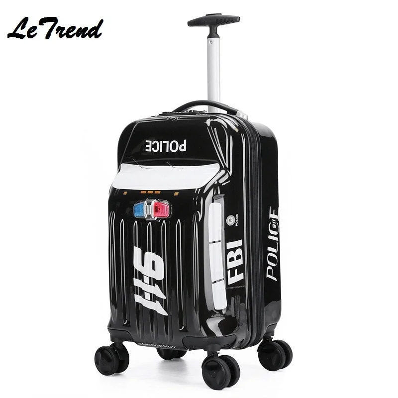 Fashion New 20Inch Boarding Case Cute Cartoon Car Shape Kids Trolley Suitcase Solid Children