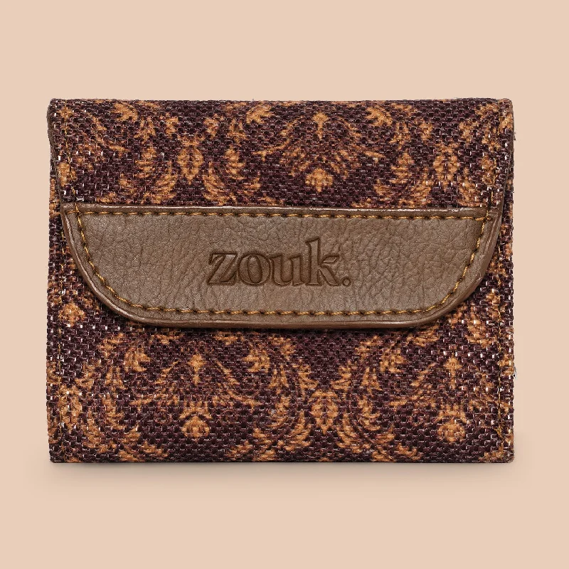 Brown Floral Trifold Wallet