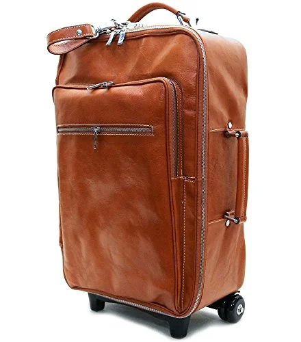 Floto Luggage Venezia Handmade Trolley Wheeled Duffle, Olive/Honey Brown, Large